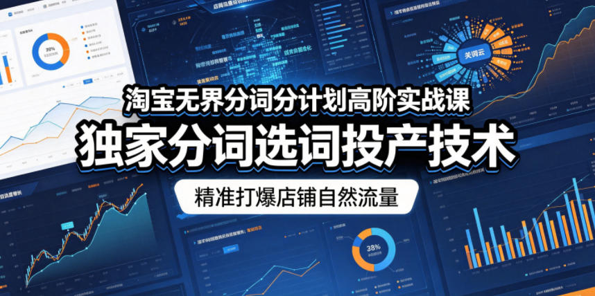淘宝无界分词分计划高阶实战课，独家分词选词投产技术，精准打爆店铺自然流量-创业资源网