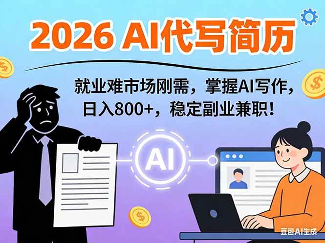 （17119期）AI代写简历，超暴利，用万能模板月入1-3万实战教程，2026年市场刚需！-创业资源网