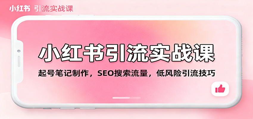 小红书引流实战课：起号笔记制作，SEO搜索流量，低风险引流技巧-创业资源网