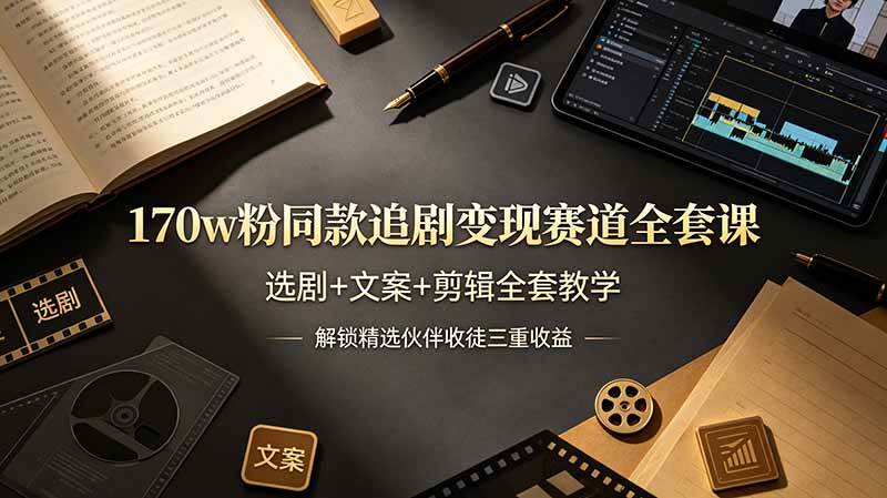(19142期)170w粉博主同款追剧变现赛道全套课-更新,选剧+文案+剪辑全套教学,解锁精选伙伴收徒三重收益 (19142期)170w粉博主同款追剧变现赛道全套课-更新,选剧+文案+剪辑全套教学,解锁精选伙伴收徒三重收益