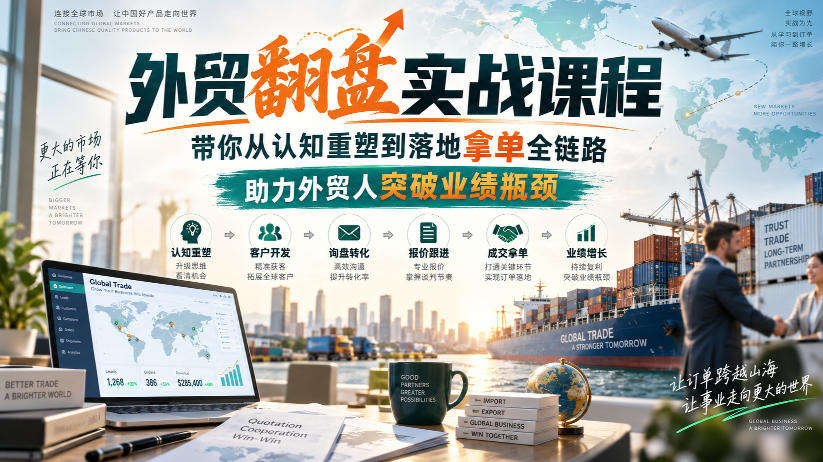 外贸翻盘实战课程，带你从认知重塑到落地拿单全链路，助力外贸人突破业绩瓶颈-创业资源网