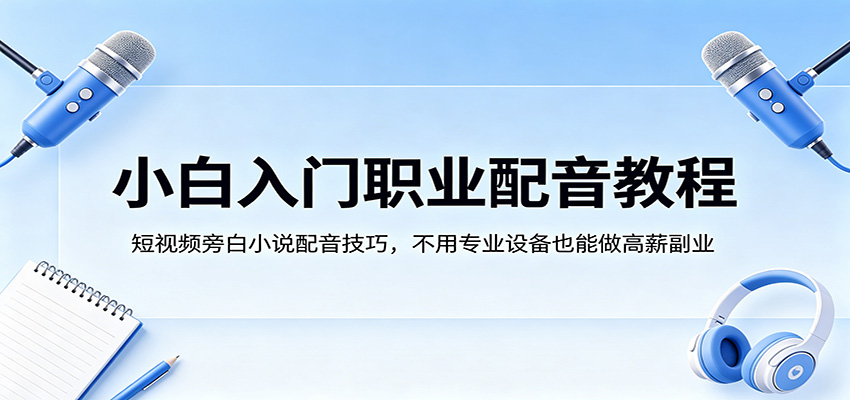 小白入门职业配音教程，短视频旁白小说配音技巧，不用专业设备也能做高薪副业-创业资源网