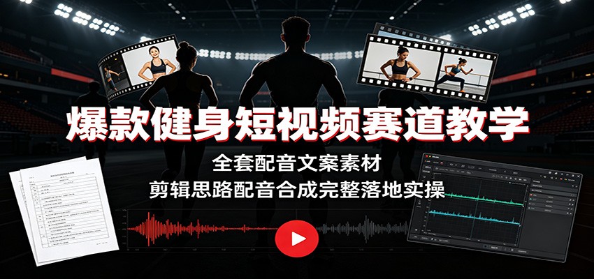 爆款健身短视频赛道教学:全套配音文案素材,剪辑思路配音合成完整落地实操 爆款健身短视频赛道教学:全套配音文案素材,剪辑思路配音合成完整落地实操