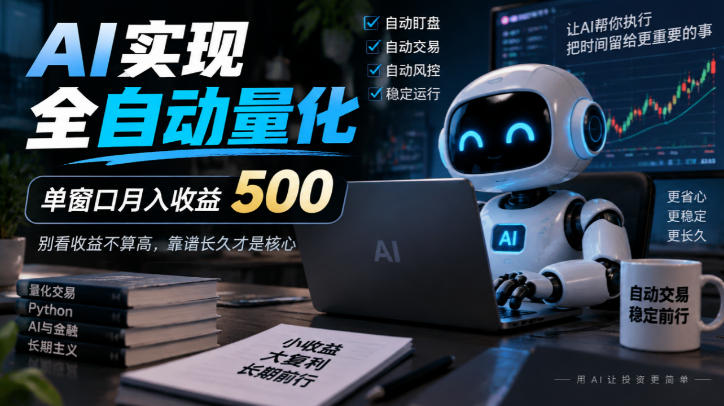 AI实现全自动量化，单窗口月入收益500，别看收益不算高，靠谱长久才是核心【揭秘】-创业资源网