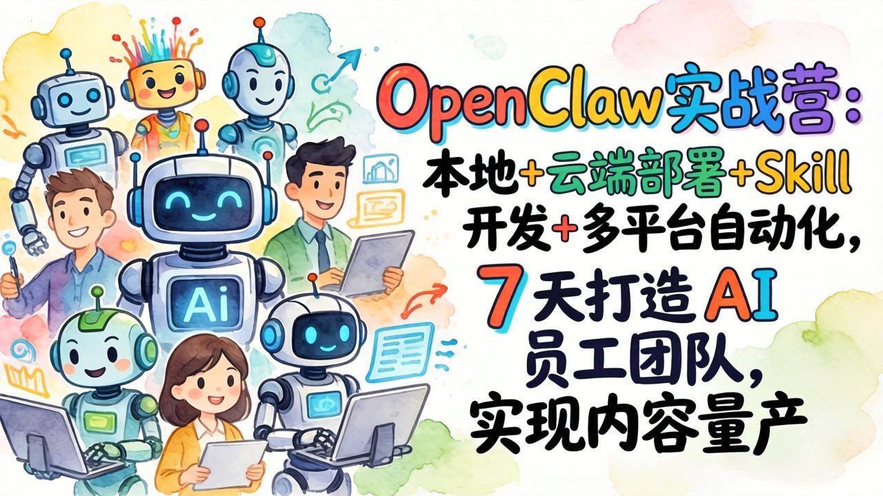 （17626期）OpenClaw实战营：本地+云端部署+Skill开发+多平台自动化，7 天打造 AI 员工团队，实现内容量产-创业资源网