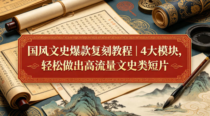 国风文史爆款复刻教程｜4大模块，轻松做出高流量文史类短片-创业资源网
