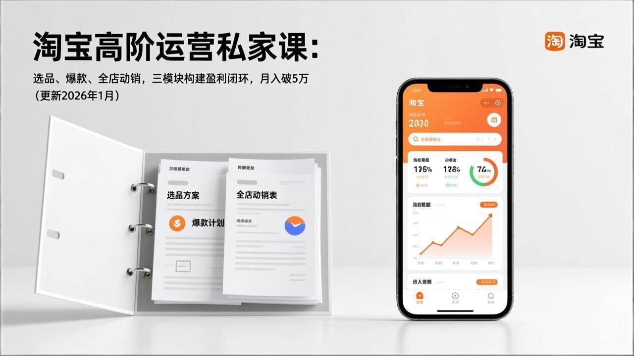 （17280期）淘宝高阶运营私家课：选品、爆款、全店动销，三模块构建盈利闭环，月入破5万（更新26年1月）-创业资源网