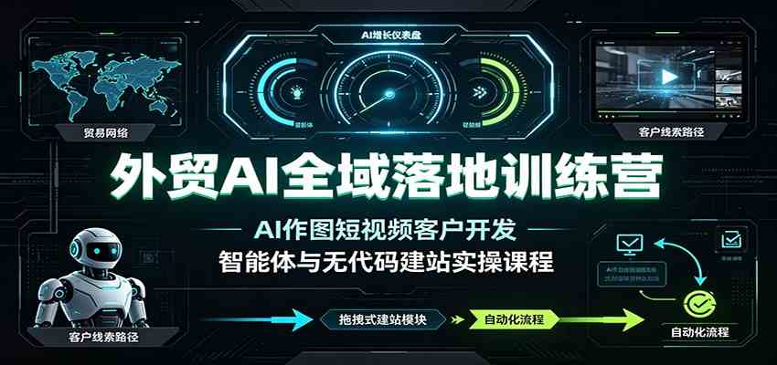 外贸AI全域落地训练营：AI作图短视频客户开发，智能体与无代码建站实操课程-创业资源网