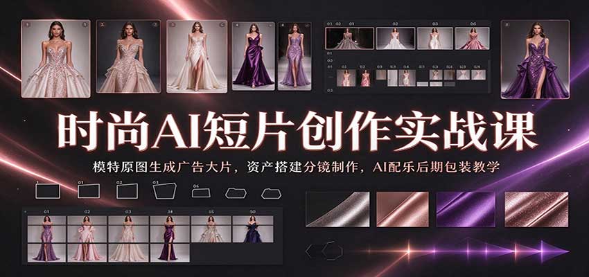 时尚AI短片创作实战课:模特原图生成广告大片,资产搭建分镜制作,AI配乐后期包装教学 时尚AI短片创作实战课:模特原图生成广告大片,资产搭建分镜制作,AI配乐后期包装教学