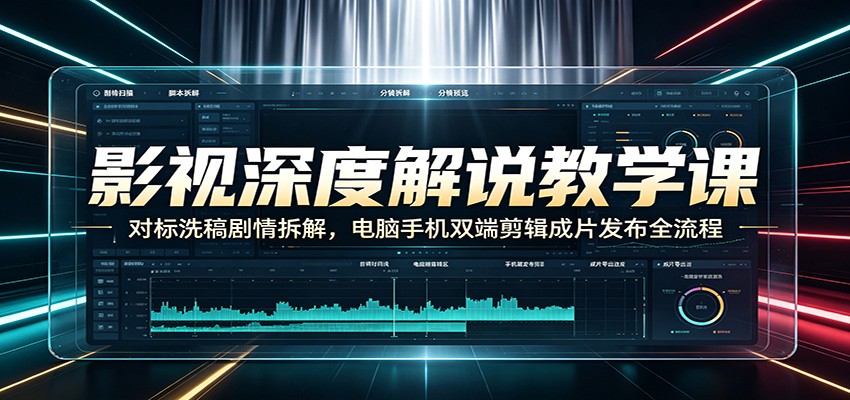 影视深度解说教学课：对标洗稿剧情拆解，电脑手机双端剪辑成片发布全流程-创业资源网