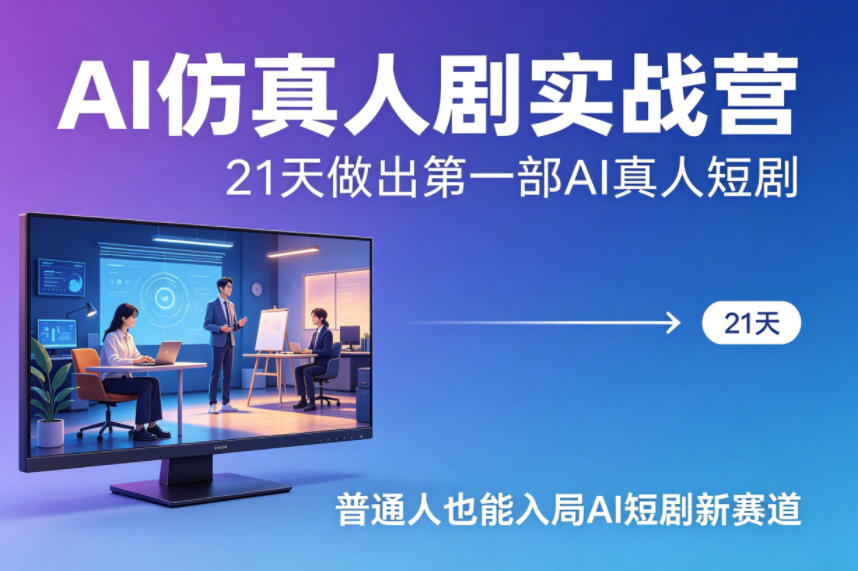 AI仿真人剧实战营，21天做出第一部AI真人短剧，普通人也能入局AI短剧新赛道-创业资源网