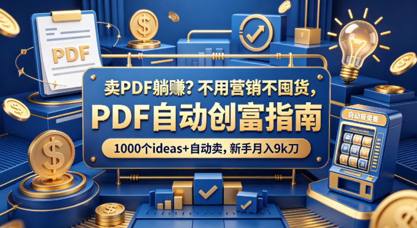 卖PDF躺賺？不用营销不囤货，PDF自动创富指南，1000个ideas+自动卖，新手月入9k刀【原创双语字幕】-创业资源网
