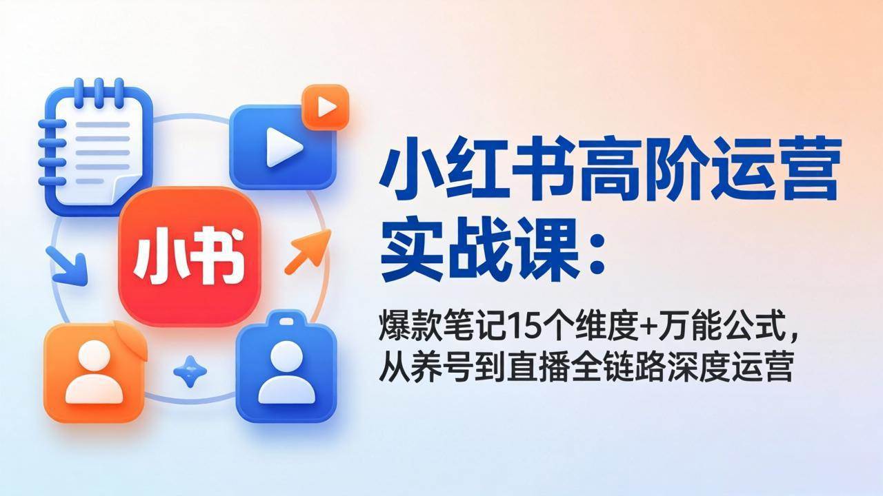 （17844期）小红书高阶运营实战课：爆款笔记15个维度+万能公式，从养号到直播全链路深度运营-创业资源网