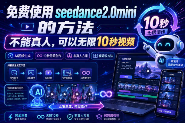 免费使用seedance2.0mini的方法，不能真人，可以无限10秒视频，9图+3音频参考-创业资源网