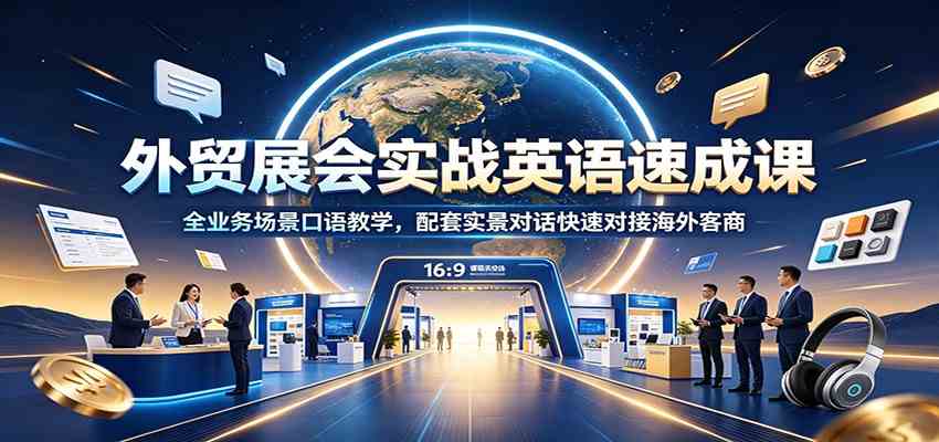 外贸展会实战英语速成课：全业务场景口语教学，配套实景对话快速对接海外客商-创业资源网
