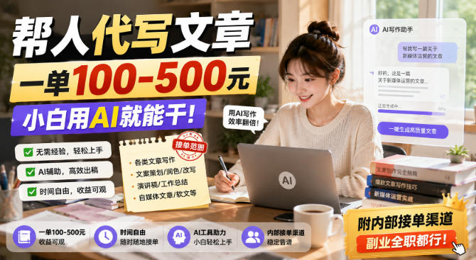 帮人代写文章,一单100-500,小白用AI就能干,附内部接单渠道,副业全职都行【揭秘】-创业资源网