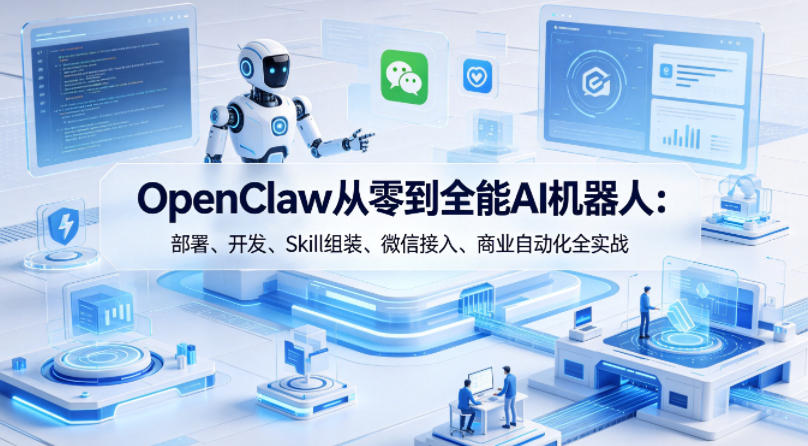 OpenClaw从零到全能AI机器人：部署、开发、Skill组装、微信接入、商业自动化全实战-创业资源网