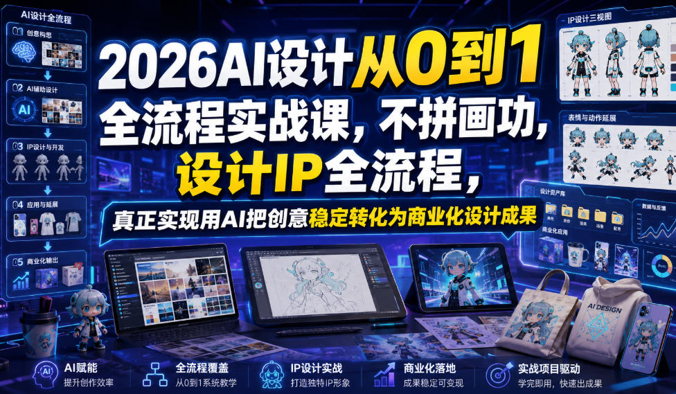 2026AI设计从0到1全流程实战课，不拼画功，设计IP全流程，真正实现用AI把创意稳定转化为商业化设计成果-创业资源网