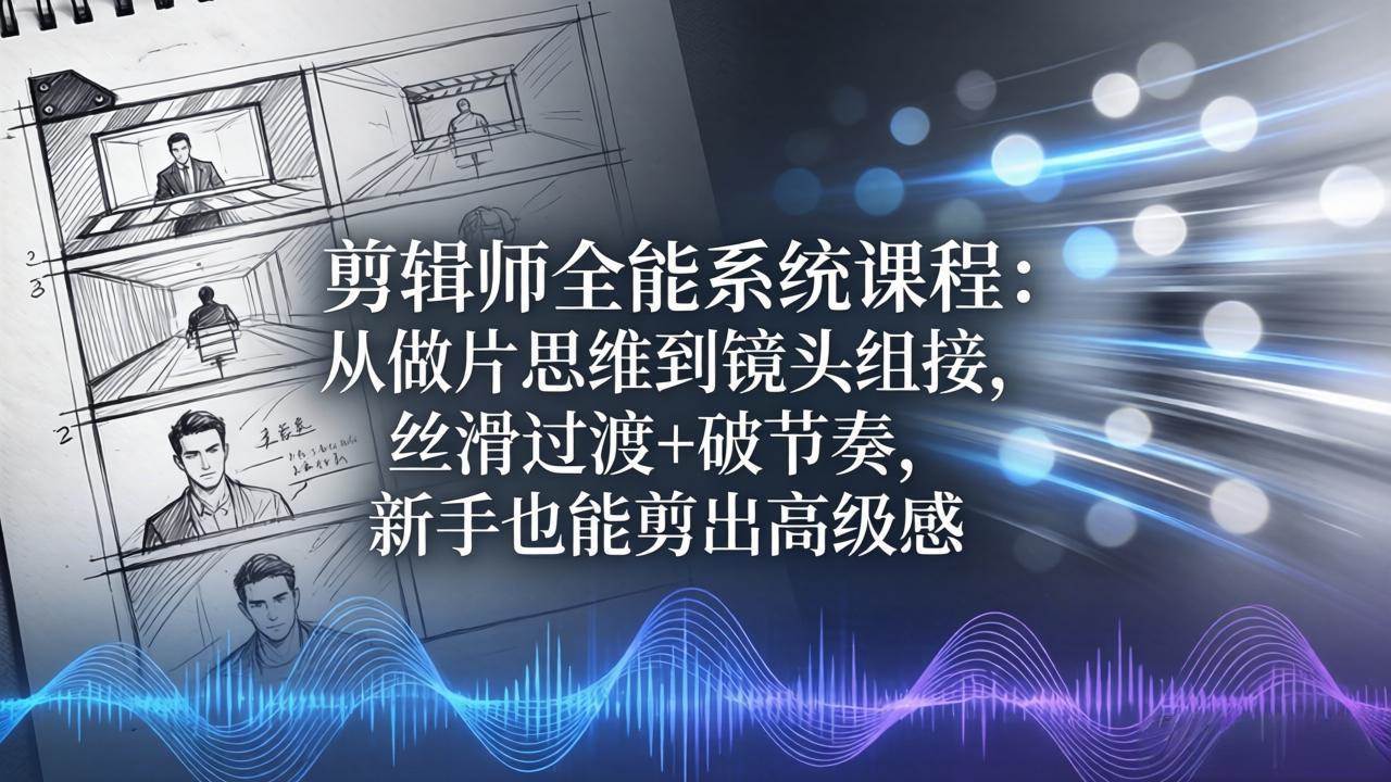 （18260期）剪辑师全能系统课程：从做片思维到镜头组接，丝滑过渡+破节奏，新手也能剪出高级感-创业资源网