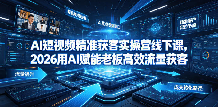 AI短视频精准获客实操营6月10-14号线下课，2026用AI赋能老板高效流量获客-创业资源网