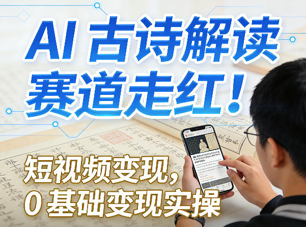 AI古诗解读赛道走红！短视频变现，0基础变现实操-创业资源网