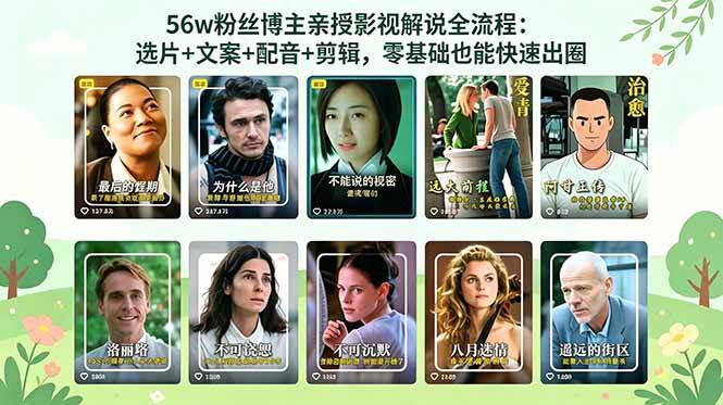 (18579期)56万粉丝博主亲授影视解说全流程:选片+文案+配音+剪辑,零基础也能快速出圈-创业资源网