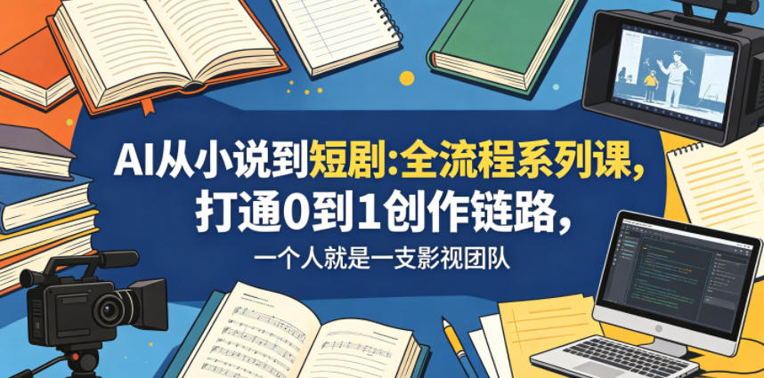 AI从小说到短剧全流程系列课,打通0到1创作链路,一个人就是一支影视团队-创业资源网