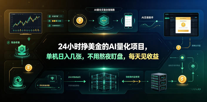 24小时挣美金的AI量化项目，单机日入几十美刀，不用熬夜盯盘，每天见收益【揭秘】-创业资源网