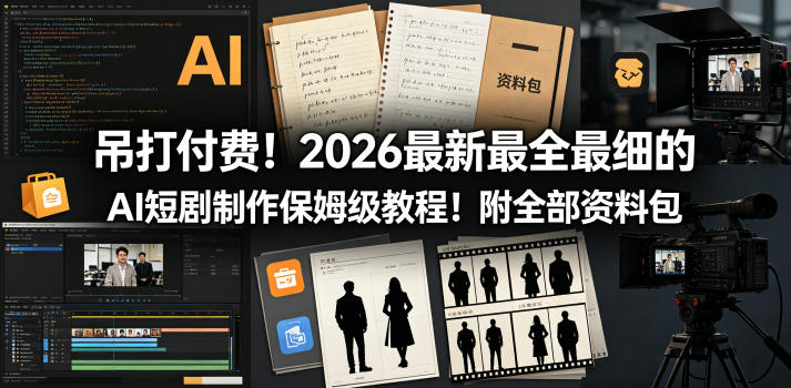 吊打付费！2026最新最全最细的AI短剧制作保姆级教程！附全部资料包-创业资源网