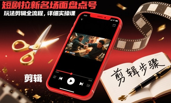短剧拉新名场面盘点号玩法剪辑全流程，详细实操课-创业资源网
