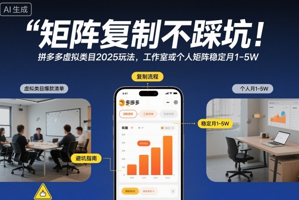 矩阵复制不踩坑！拼多多虚拟类目2025玩法，工作室或者个人矩阵稳定月1-5W【揭秘】-创业资源网