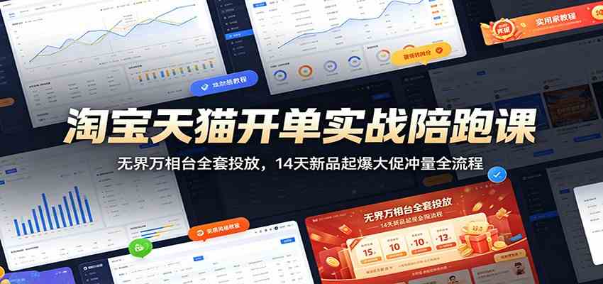 淘宝天猫开单实战陪跑课:无界万相台全套投放,14天新品起爆大促冲量全流程-创业资源网