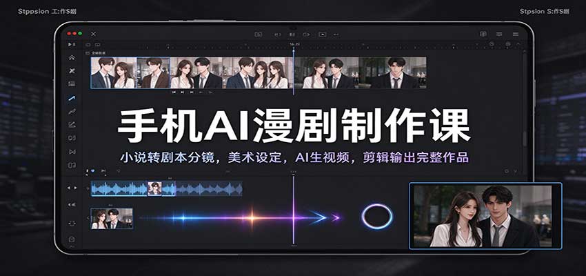 手机AI漫剧制作课：小说转剧本分镜，美术设定，AI生视频，剪辑输出完整作品-创业资源网