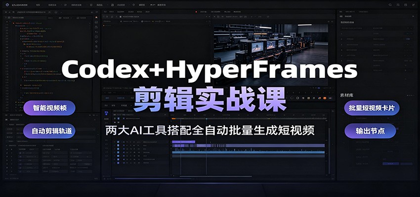 Codex+HyperFrames剪辑实战课：两大AI工具搭配全自动批量生成短视频-创业资源网