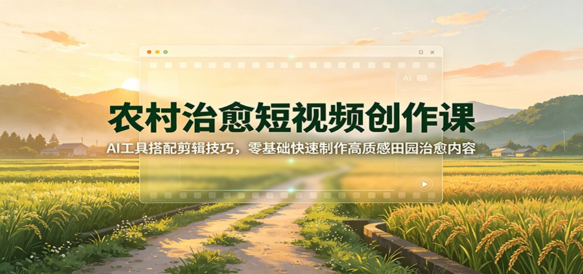 农村治愈短视频创作课：AI工具搭配剪辑技巧，零基础快速制作高质感田园治愈内容-创业资源网