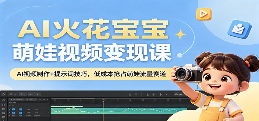 AI火花宝宝萌娃视频变现课：AI视频制作+提示词技巧，低成本抢占萌娃流量赛道-创业资源网