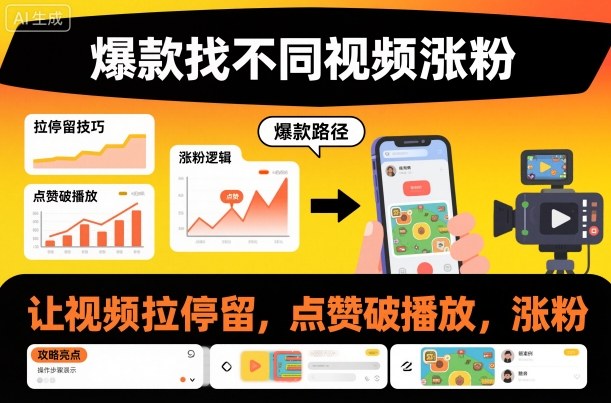 爆款找不同视频涨粉，让视频拉停留，实现点赞，破播放，涨粉-创业资源网