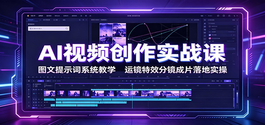 AI视频创作实战课：图文提示词系统教学，运镜特效分镜成片落地实操-创业资源网