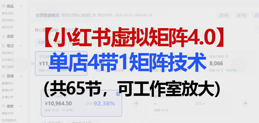 小红书虚拟矩阵4.0技术:单店4带1矩阵(共65节,可工作室放大)-创业资源网