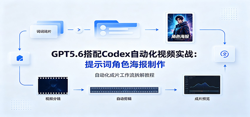 GPT5.6搭配Codex自动化视频实战:提示词角色海报制作,自动化成片工作流拆解教程-创业资源网