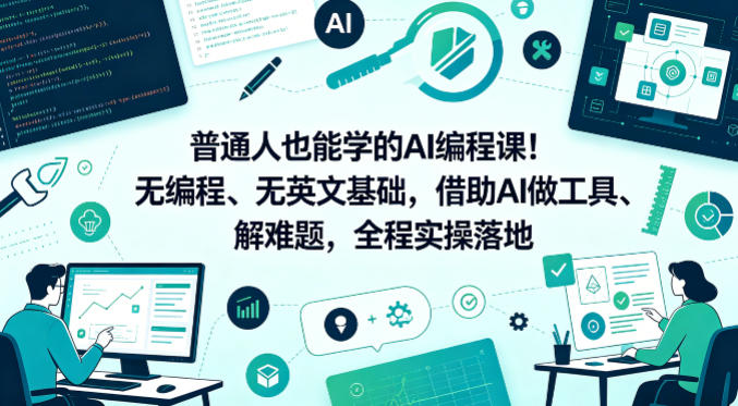 普通人也能学的AI编程课！无编程、无英文基础，借助AI做工具、解难题，全程实操落地（更新6月）-创业资源网