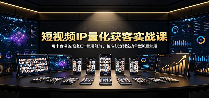 短视频IP量化获客实战课：用十台设备搭建五十账号矩阵，精准打造引流接单型流量账号-创业资源网