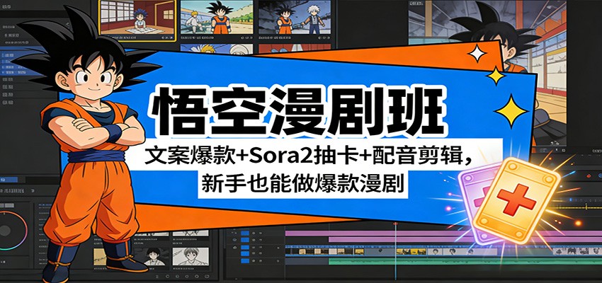 悟空漫剧班：文案爆款+Sora2抽卡+配音剪辑，新手也能做爆款漫剧-创业资源网