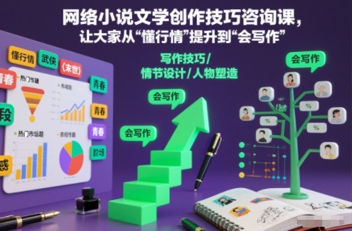 网络小说文学创作技巧咨询课,让大家从“懂行情”提升到”会写作”的高度-创业资源网