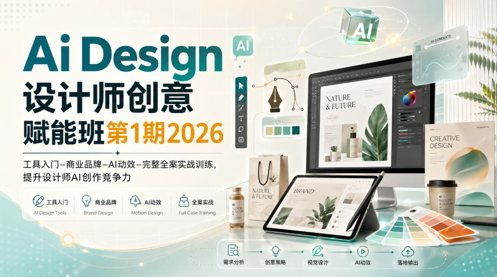 Ai Design设计师创意赋能班第1期2026｜工具入门‑商业品牌‑AI动效‑完整全案实战训练，提升设计师AI创作竞争力-创业资源网
