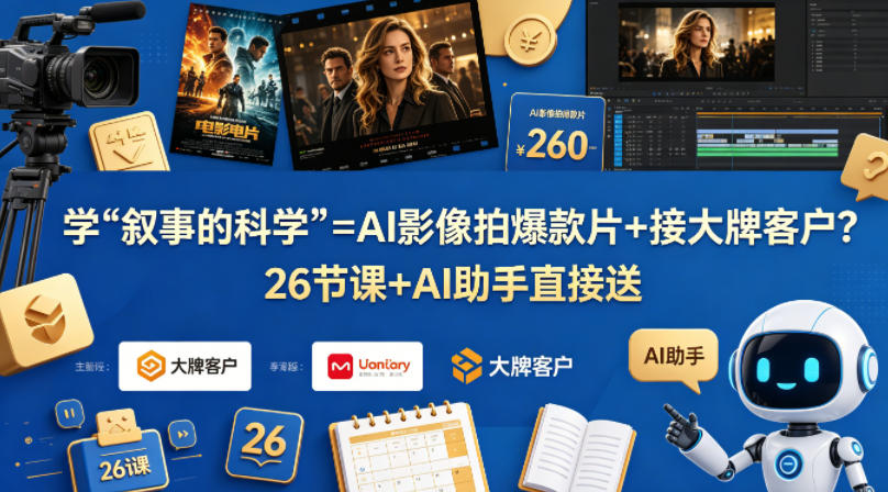 学《叙事的科学》=AI影像拍爆款片+接大牌客户？26节课+AI助手直接送【原创双语字幕】-创业资源网