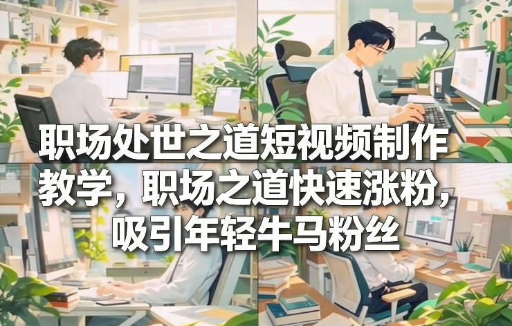 职场处世之道短视频制作教学，职场之道快速涨粉，吸引年轻牛马粉丝-创业资源网
