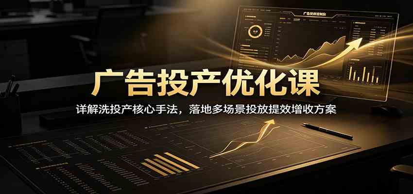 广告投产优化课：详解洗投产核心手法，落地多场景投放提效增收方案-创业资源网