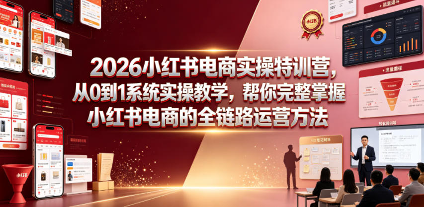 2026小红书电商实操特训营,从0到1系统实操教学,帮你完整掌握小红书电商的全链路运营方法-创业资源网