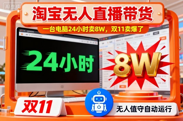 淘宝无人直播带货，一台电脑214小时卖8W，双11卖爆了【揭秘】-创业资源网